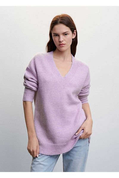 MANGO Woman V-Neck Thick Knitwear Sweater