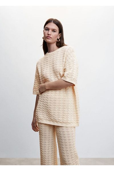 MANGO Woman Knitwear Palazzo Trousers