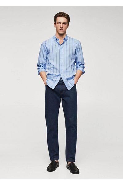 MANGO Man Pruhovaná bavlněná košile slim fit