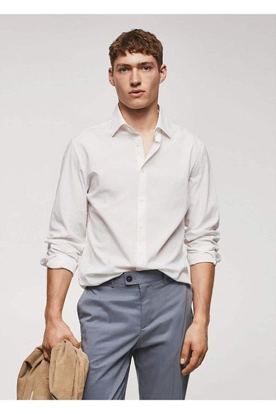 MANGO Man Cămașă din bumbac Seersucker Slim Fit
