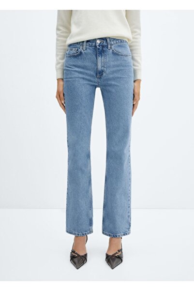 MANGO Woman Orta bel düz kesim jean
