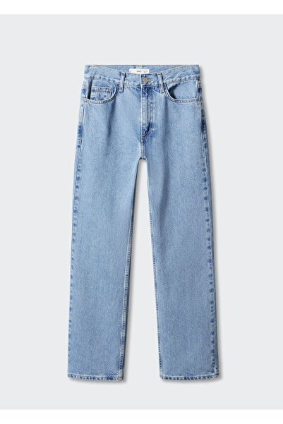 MANGO Woman Orta bel düz kesim jean
