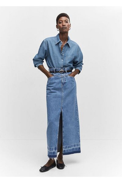 MANGO Woman Cămașă de buzunar din denim