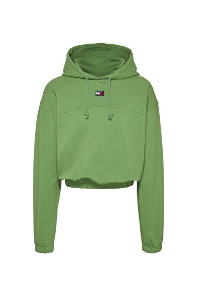 Tommy Jeans Kapüşon Yaka Baskılı Yeşil Kadın Sweatshırt DW0DW16135