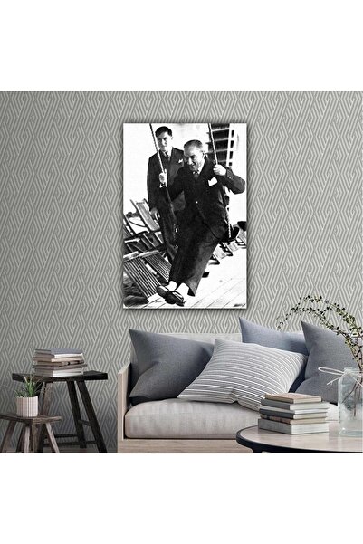 CANVASUM Mustafa Kemal Atatürk Karizma Asalet Siyah Beyaz Fotoğraf Salıncak K...