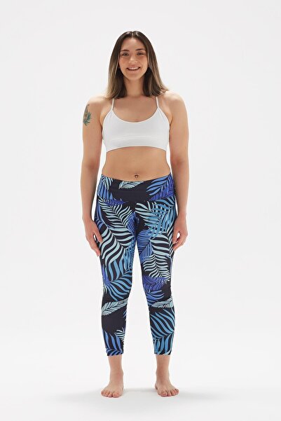 Comm-Ci Дълги спортни клинове с висока талия и хавайски принт Rain Blue