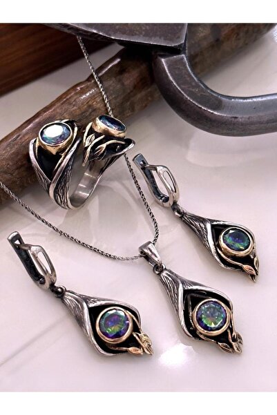 Doğan Silver 925 Ayar Gümüş Mistik Topaz Taşlı Otantik Set Dgn21510