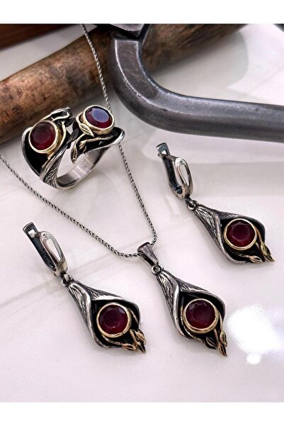 Doğan Silver 925 Ayar Gümüş Kök Yakut Taşlı Otantik Set Dgn21513