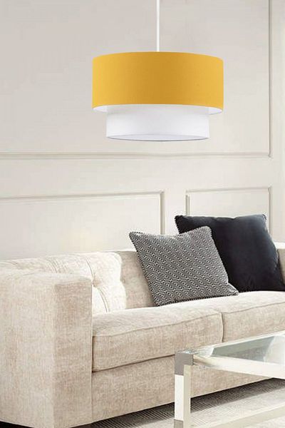 HOMİNG Artgift Cake - Pendant Lamp Yellow Fabric, Single, for Living Room and Children's Room