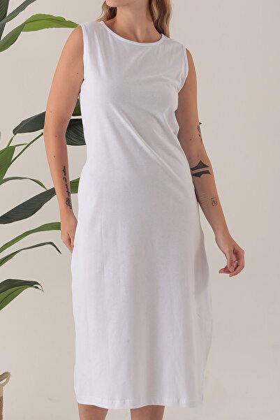 Avones Αμάνικο Μακρύ Φόρεμα Φόδρα Εσώρουχα Κάτω Φούστα Μεσοφόρι 100% Βαμβάκι