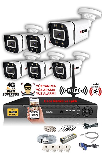 IDS - 6 Kameralı 5mp Sony Lensli 1080p Fullhd Gece Renkli Full Kamera Seti - ...