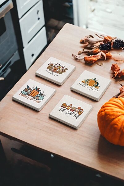 Baumatelier مشروب توابل اليقطين، مشروب اليقطين بالعسل، قاعدة أكواب من الحجر الطبيعي من الترافرتين، مجموعة من 4 قطع