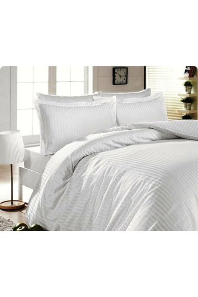 MEŞELİ TEKSTİL Παπλωματοθήκη Ξενοδοχείου Μονό (Duvet COVER) 83 Wire Cotton Satin ριγέ 160x220
