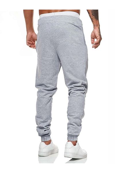 MODARİCH Stripe Face Sweatpants - Grey printed Elastic Leg Raised High Waist