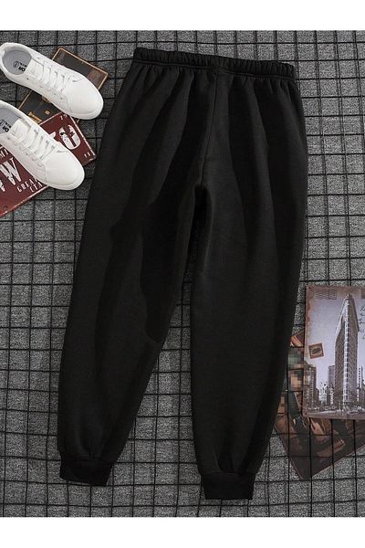 MODARİCH La 1850 Jogger Sweatpants - Μαύρο εμπριμέ λαστιχένιο πόδι με ψηλόμεσο