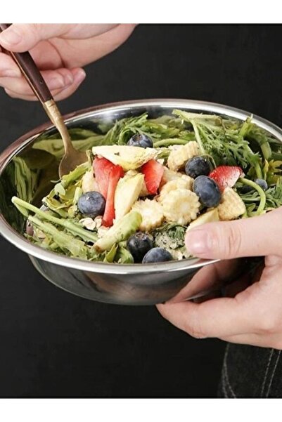 BİODATA 6 Adet Paslanmaz Çelik Yemek Tabağı 20,5cm Yüksek Kenar Paça Tabak Makarna Salata Servis Tabağı