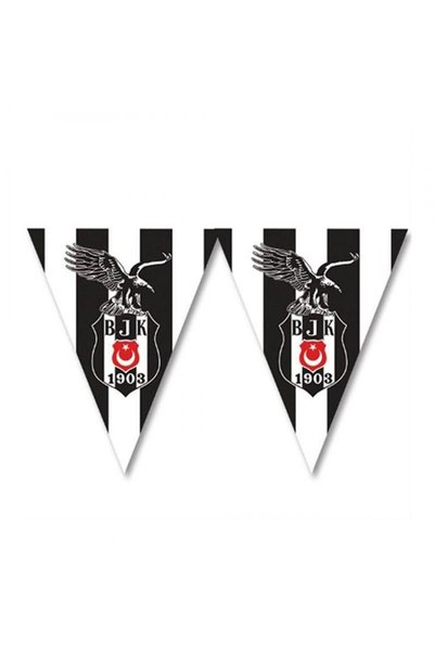 Genel Markalar Beşiktaş Temalı Üçgen Flama Bayrak Set 22x29 cm