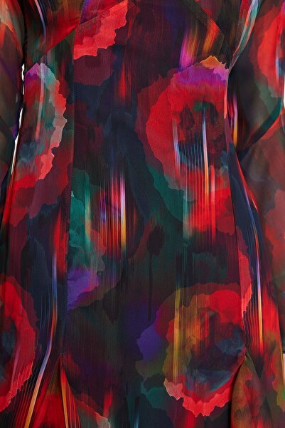 Trendyol Collection Többszínű A-vonalú bélelt sifon szőtt elegáns estélyi ruha Flight Flight Night Homecoming ruha TPRAW24EL00050