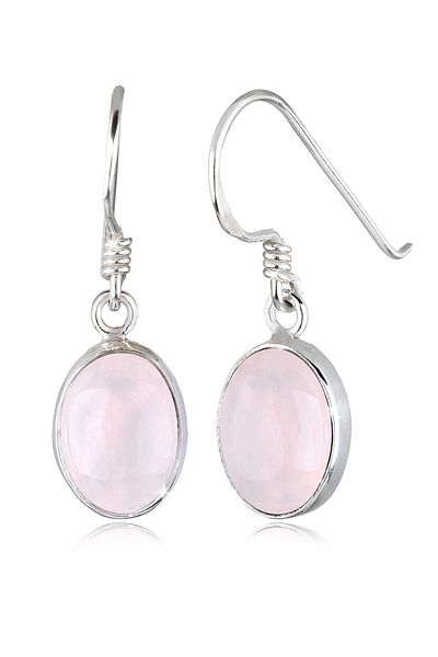 ELLI Ohrringe Rosenquarz Basic Elegant Oval 925 Gümüş