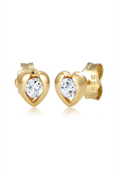 ELLI Ohrringe Ohrstecker Herz Heart Topas Edelstein 585 Gelbgold