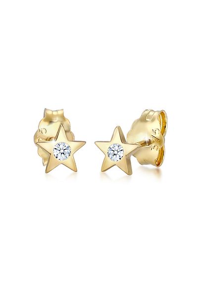 ELLI Ohrringe Stecker Stern Astro Diamant (0,03ct) 375 Gelbgold