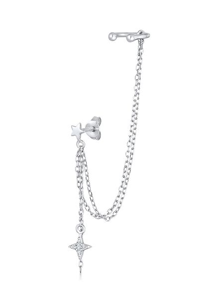 ELLI Ohrringe Earcuff Ohrklemme Stern Kristall 925 Silber