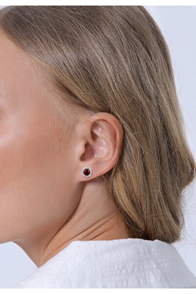 Nenalina Ohrringe Boho Granat Geburtsstein Januar Oxid 925 Silber