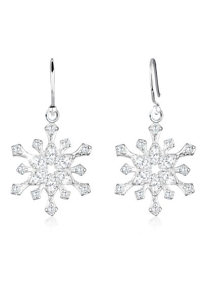 ELLI Ohrringe Schneeflocke Winter Zirkonia 925 Silber