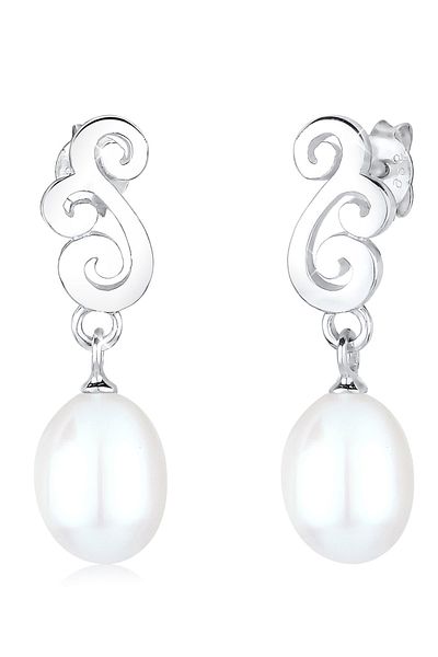 ELLI Ohrringe Ornament Perle Glamour Süßwasserzuchtperle Silber