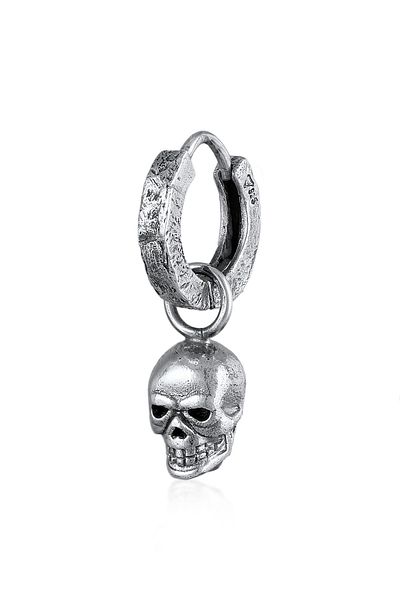 KUZZOI Ohrringe Herren Single Creole Totenkopf Anhänger 925 Silber