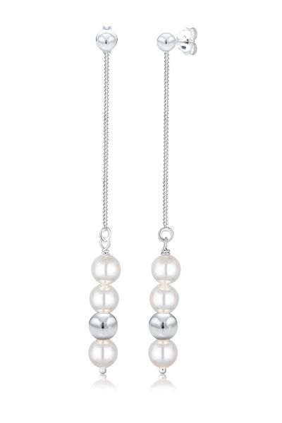 ELLI Ohrringe Hänger Imitationsperlen Geo 925 Silber