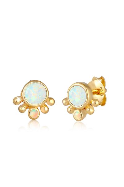 ELLI Ohrringe Stecker Rund Opal Antik 925 Silber