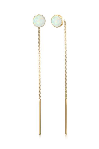 ELLI Ohrringe Hänger Opal Trend Durchziehen Minimal 925 Silber