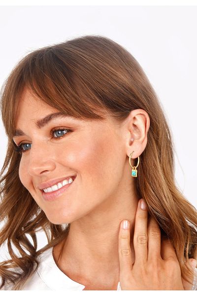 ELLI Ohrringe Creolen Amazonit Edelstein Vintage 925 Silber