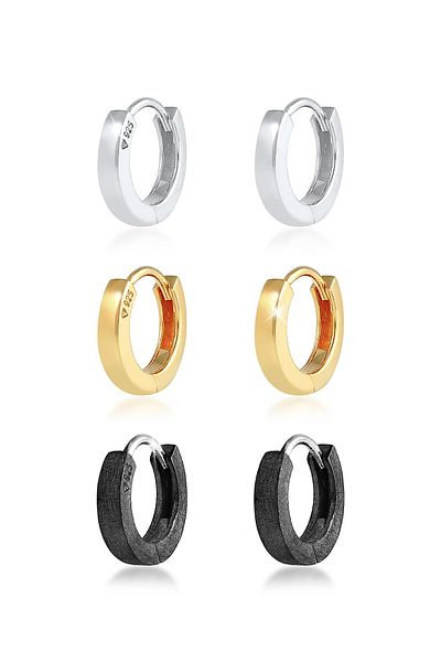 KUZZOI Ohrringe Herren Creolen Set Oxidiert Vergoldet 925 Silber