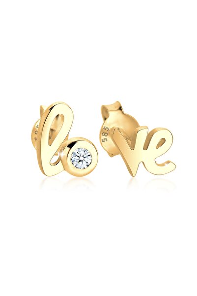 ELLI Ohrringe Aşk Sözleri Liebe Diamant 0,03 ct. 585 Gelb altın