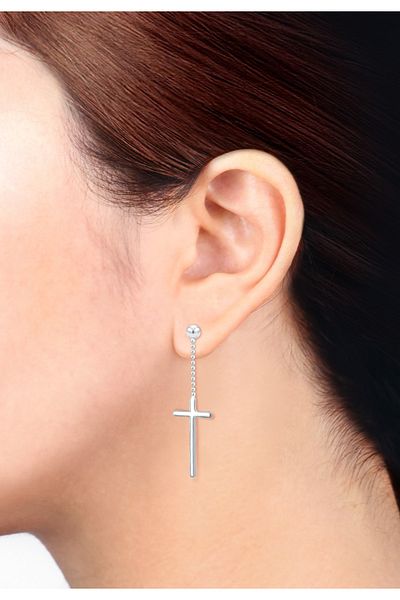 ELLI Ohrringe Ohrhänger Kreuz Geo Trend Minimal Look 925 Silber