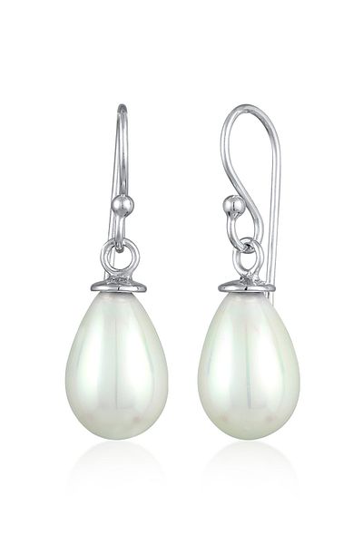Nenalina Ohrringe Hänger Muschelkernperle Oval Klassisch 925 Gümüş