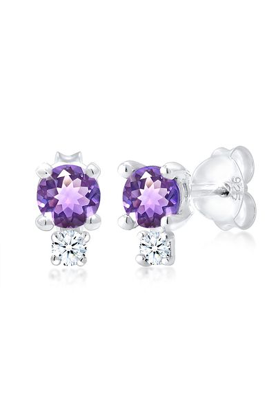 ELLI Ohrringe Amethyst Edelstein Diamant (0,06 ct.) 925er Silber