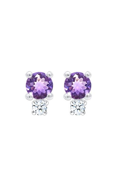 ELLI Ohrringe Amethyst Edelstein Diamant (0,06 ct.) 925er Silber