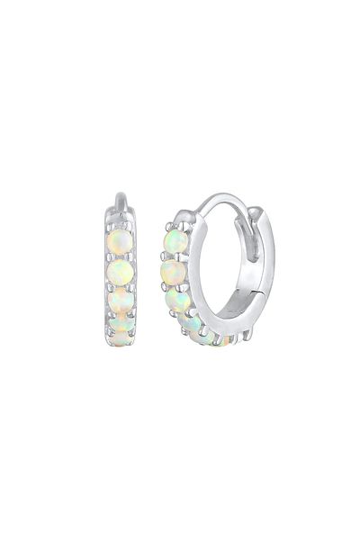 ELLI Ohrringe Creolen synthetischer Opal Klassik 925 Silber