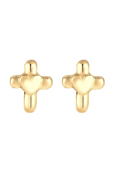 ELLI Ohrringe Kinder Kreuz Herz Religion 925 Sterling Silber