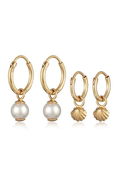 ELLI Ohrringe Creolen Set Muschelkernperle Muschel 925 Silber
