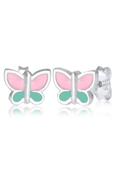 ELLI Ohrringe Kinder Schmetterling Pastell Emaille 925 Gümüş