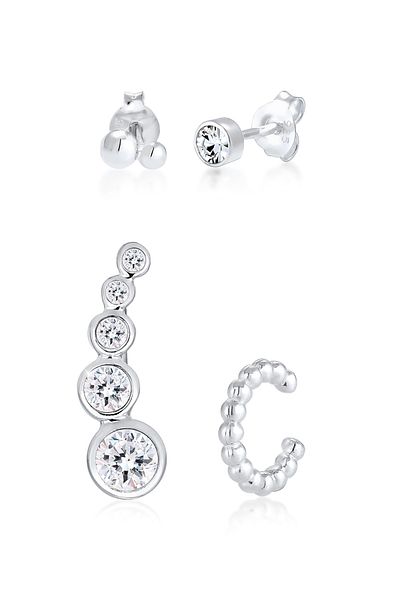 ELLI Ohrringe Climber Cuff Set Kristalle 925 Silber