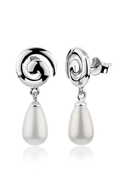 Nenalina Ohrringe Stecker Muschelkernperle Spirale Edel 925 Gümüş