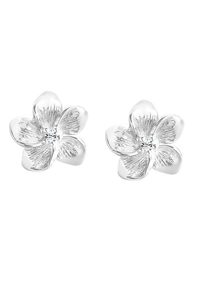 ELLI Ohrringe Frangipani Blüte Kristalle Blume Silber