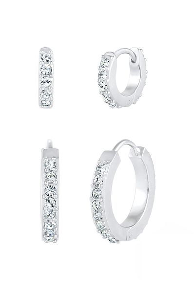 ELLI Ohrringe 2er Set Creolen Kristalle 925 Silber