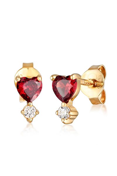 ELLI Ohrringe Herz Zirkonia Romantic 925 Silber Vergoldet