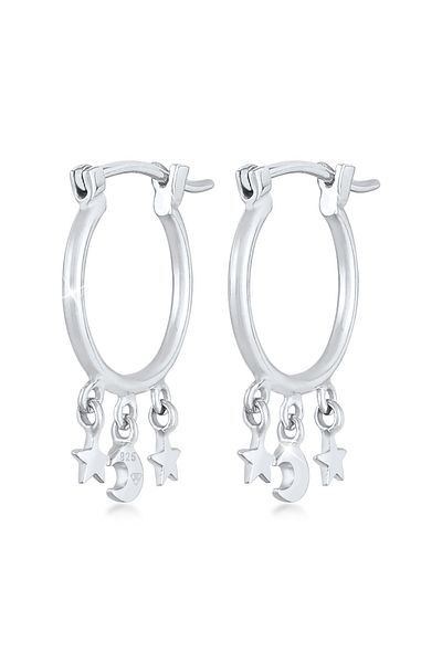 ELLI Ohrringe Creolen Ohrhänger Stern Mond Look 925 Silber